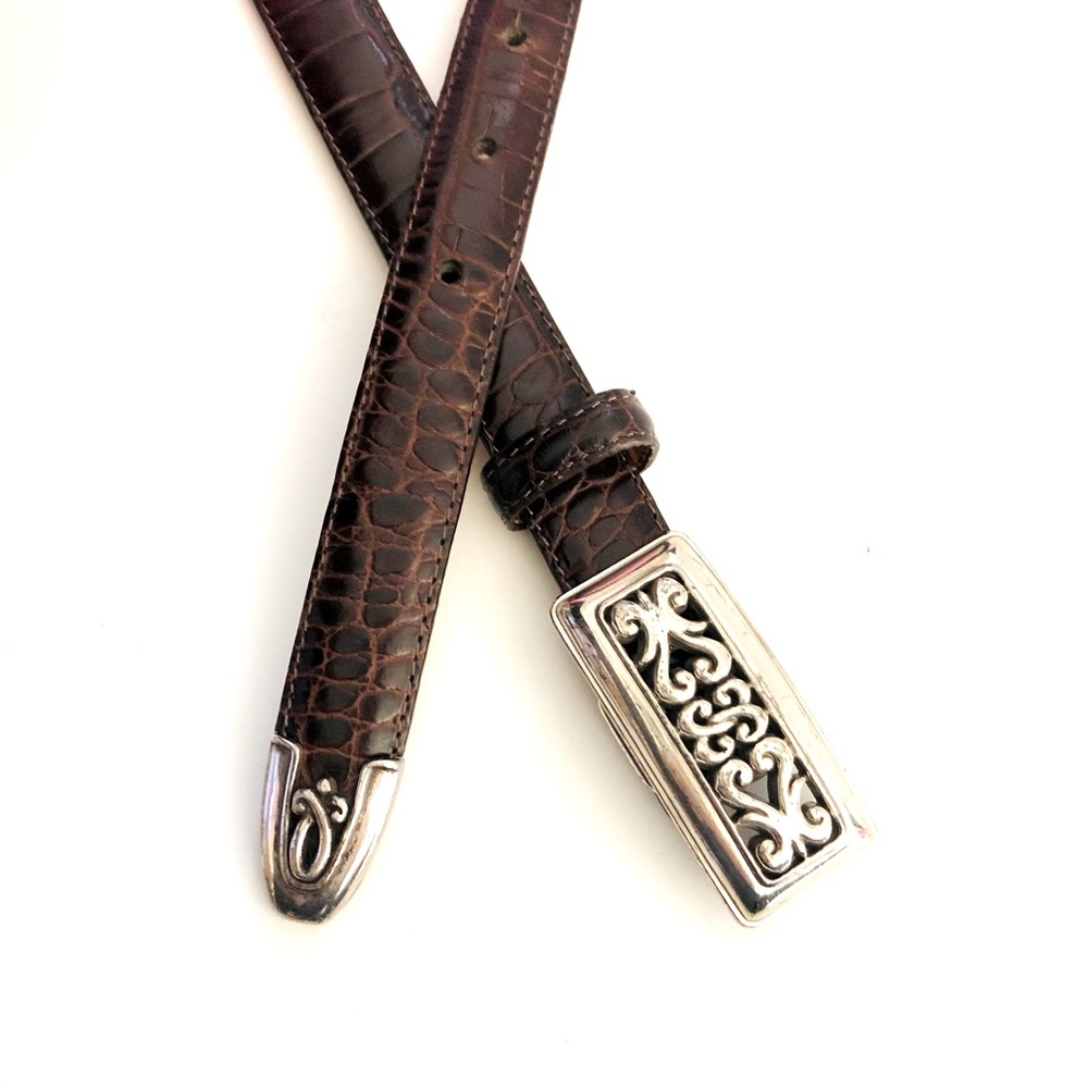 Brighton Croco Embossed Leather Belt Gently Used Size M-L